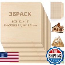 Adrattnay Sheets 1/16 X 12 X 12 - Sheets Plywood Sheets 36Pcs