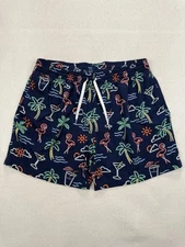 Chubbies Flamingos Cocktails Blue 5.5" Swim Trunks Shorts Lined Men's Size 2XL