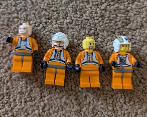 4 Orange Lego Space Minifigures