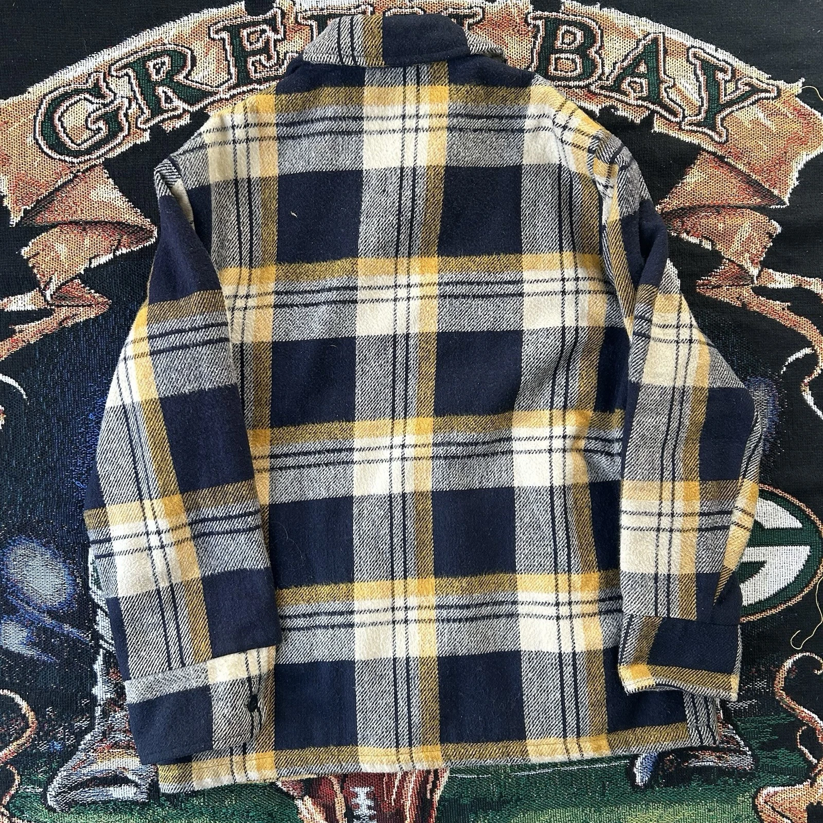 Sears The Men's Store Wool Flannel Plaid Shirt Jacket Lined Pockets 44 Tall image 5