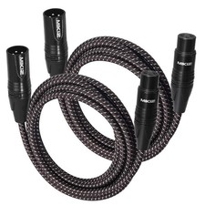 XLR Cables 1ft 2 Pack Braided 3-Pin XLR Male to Female Patch Cable Mic DJ