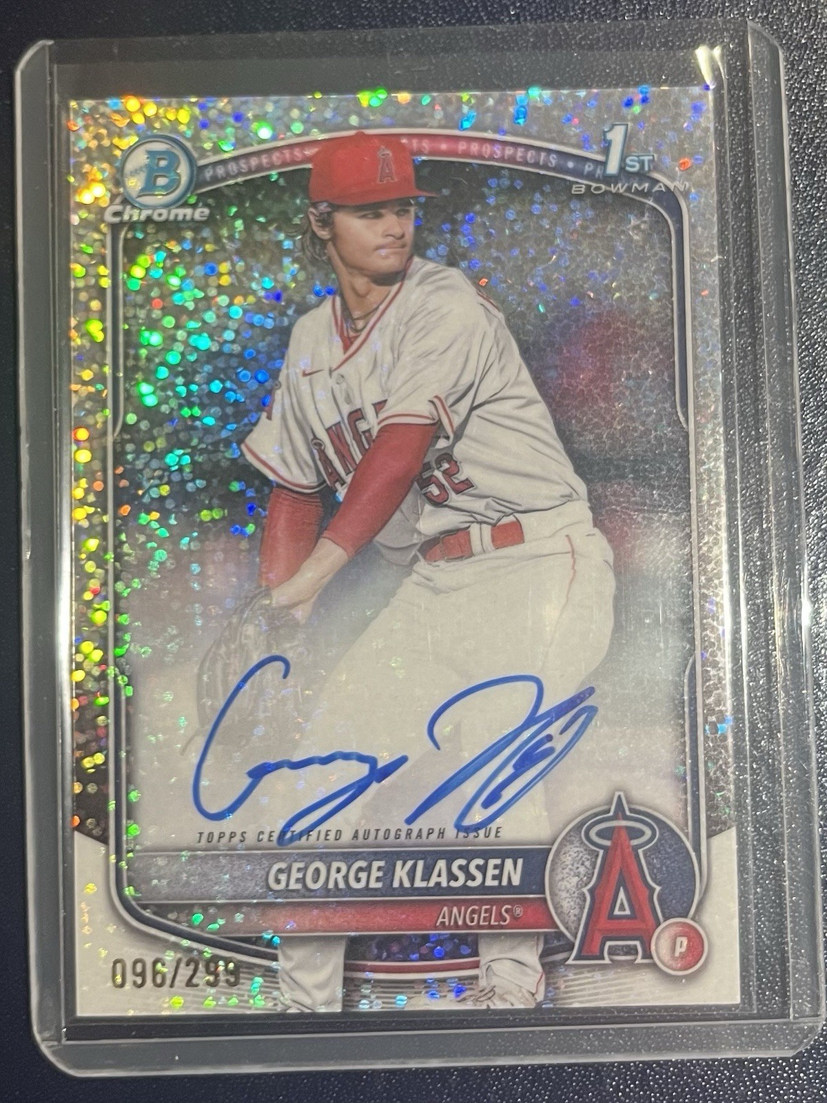 George Klassen 2025 1st Bowman Chrome Speckle Auto /299  CPA-GK  Angels