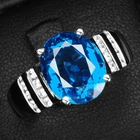 Attractive Intense Swiss Blue Topaz 5.45Ct 25 Sterling Silver White Gold Rings
