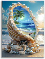 Beach Diamond Painting Kits for Adults, Seaside Shell Diamond Art