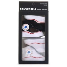 Converse Infant Baby Booties 2 Pack Black  White, 0-6 Months  NEW 