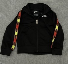 Nike Boys Taping Zip Track Jacket Size 18M Black Logo Red/Yellow Piping Fall