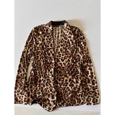 MSK Leopard Print Blazer Jacket Animal Print Open Front Size L