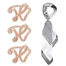Silk Scarf Ring Clip, 3Pcs Twisted Rope Scarves Pin, Rose Gold