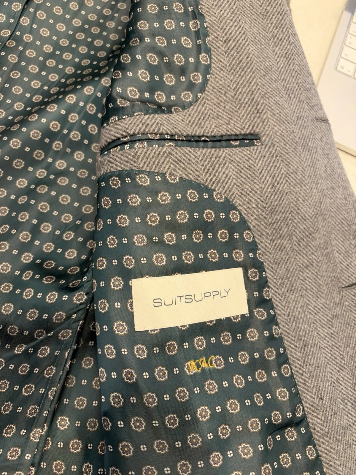 Suitsupply Custom Made Overcoat 40 Gray Herringbone Wool Cashmere E Thomas - product detail image 7