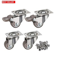 4 Pack 1" Low Profile Soft Rubber Casters with 360  Swivel  100 lb Capacity