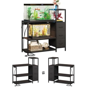 Welfuturer 20 Gallon Aquarium Stand with Power Outlets Fish Tank Black