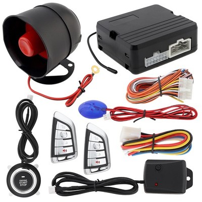 12V Car Keyless Entry Security Alarm System w Push to Start Stop Button & Remote