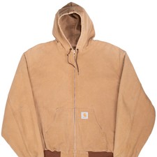 VINTAGE CARHARTT SANDSTONE HOODED ACTIVE JACKET JR106 3XL MADE IN USA