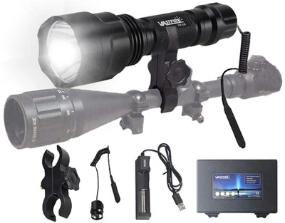 VASTFIRE Taktische Rot/Grün/Weiß LED Taschenlampe Outdoor Jagd Lampe Torch Fackel & Mount