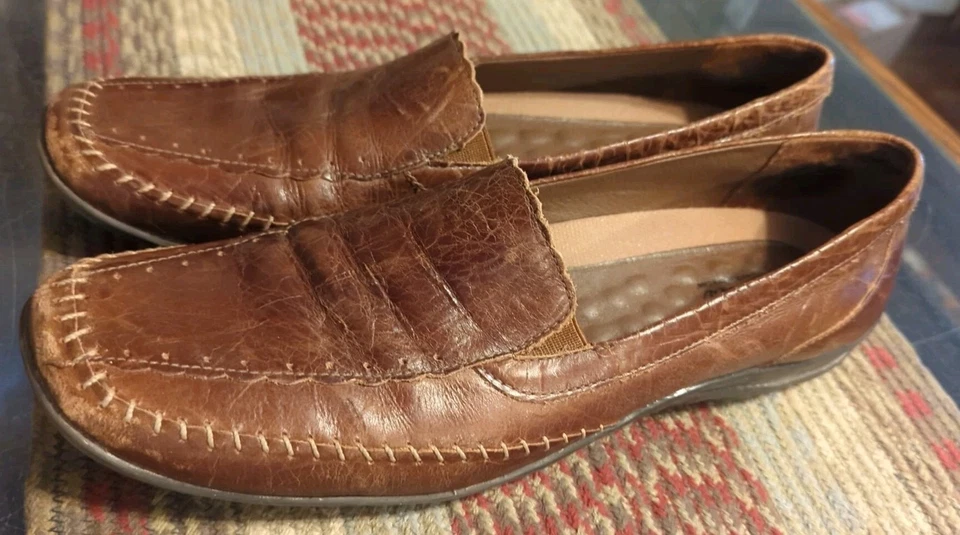 Прогулочные люльки элитные коричневые мокасины без шнуровки сморщенные кожаные туфли 12 N  - Изображение 3 из 4