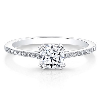 14K White Gold Cushion Cut Lab Grown Diamond Charm Ring for Women 0.69 CTW