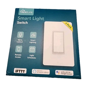 Neuf TREATLIFE Commutateur de lumière intelligent 4 Boîte 2.4Ghz WiFi Alexa Assistante Google IFTTT