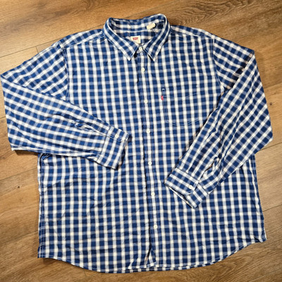 Levis Blue Plaid Shirt Mens XXL Standard Fit Button Up Workwear Heritage Ivy