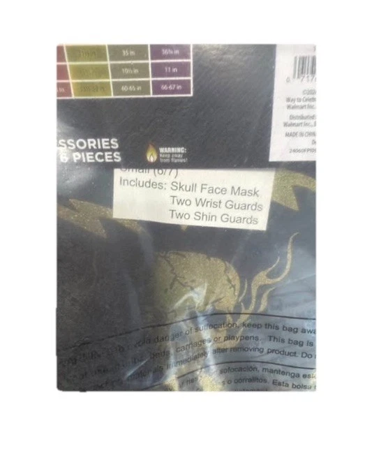 Nuevo Disfraz Calavera Ninja Halloween Negro Dorado Niños Pequeño 6/7 Foto 4 de 4