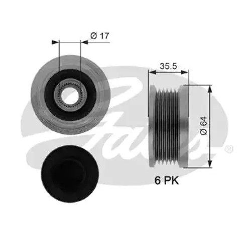 Alternator clutch pulley OAP7073 GATES for KIA HYUNDAI - Image 2
