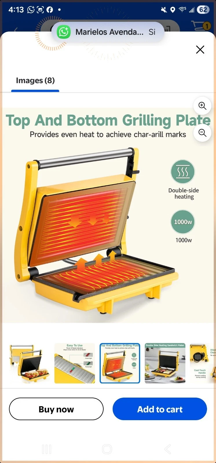 SUSTEAS Panini Press Grill - Sandwich Maker with Non-Stick Cooking Plate Yellow