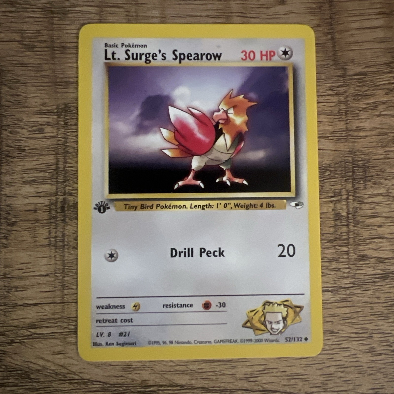 Lt. Surge's Spearow 1st Edition 52/132 Gym Heroes - Pokemon Card - NM