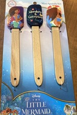 Disney 2023 Little Mermaid Mini Silicone Spatula 3 Pc Set Wooden Handle