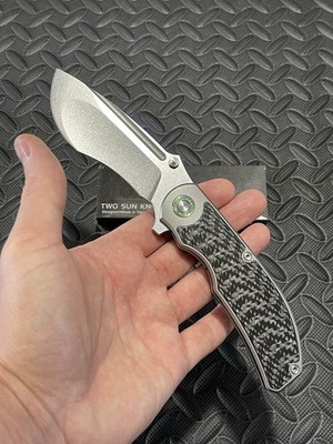 Twosun Knives - TS568 - Carbon Fiber & Ti Scales w/ a 14C28N Blade.