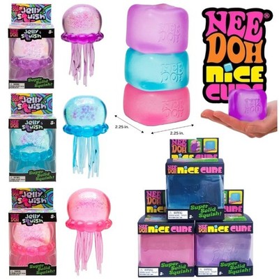 Trendiges Nee Doh Quallen- & Würfel-Squish-Spielzeug, Weiches Jelly Squeeze Stre