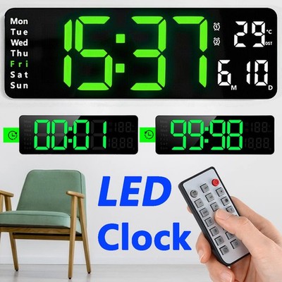 13'' LED Digital Wanduhr Digitaluhr Tischuhr Alarm Wecker Clock mit Fernbedienung
