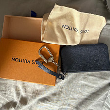 Louis Vuitton  Navy Blue Zip Wallet Pouch Chain, Logo, Credit Card