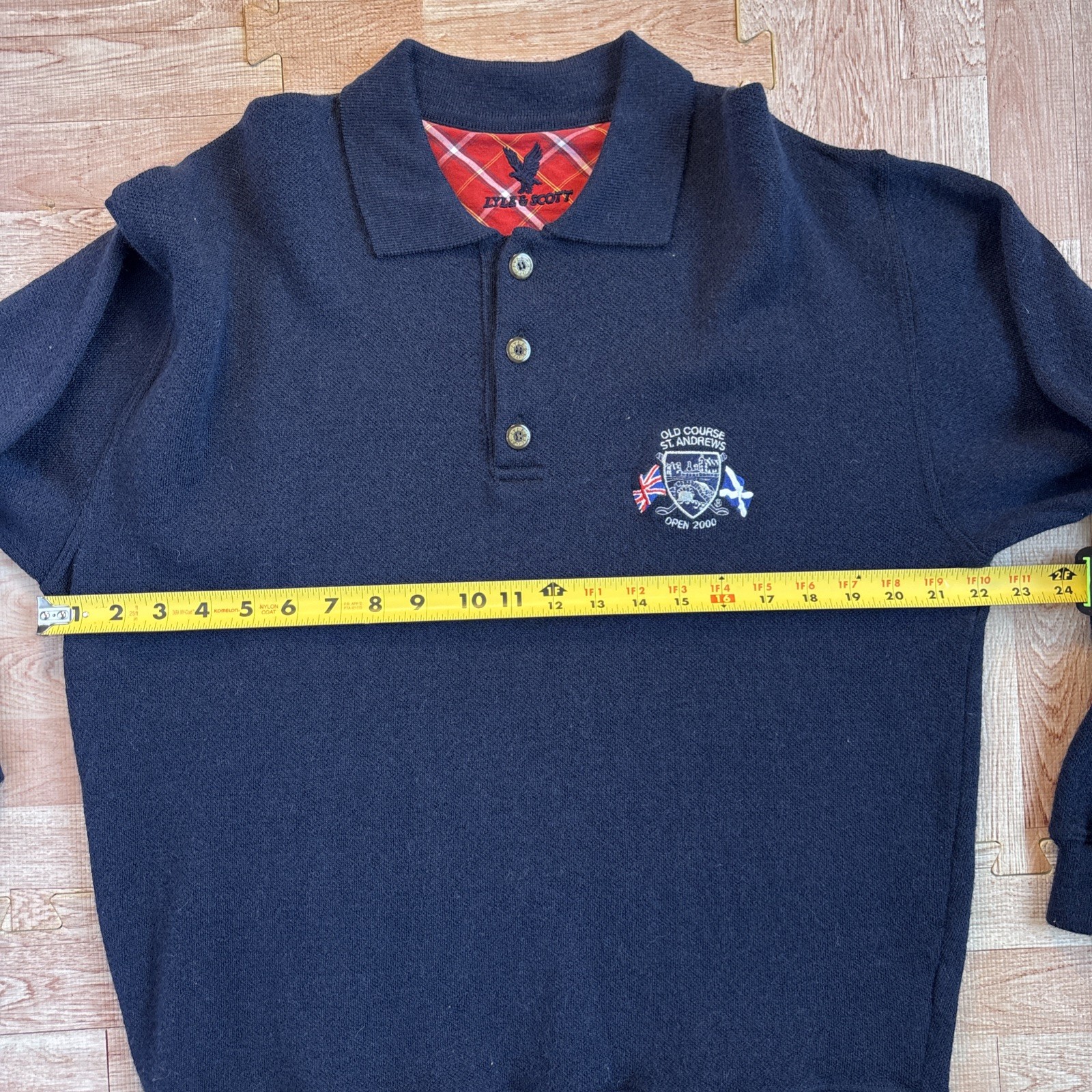 Lyle Scott 2000 Open St Andrews Polo Sweater Sz L Navy Wool Tiger Grand Slam Win image 2