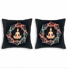 Set of 2 Decorative Throw Pillow Covers 18x18in - Meditative Figure