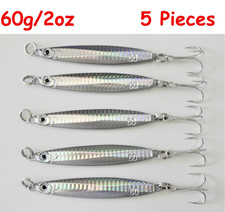 5 pcs Colt Sniper Metal Jig 60g /2oz Silver Knife Vertical Jigs Saltwater Lures