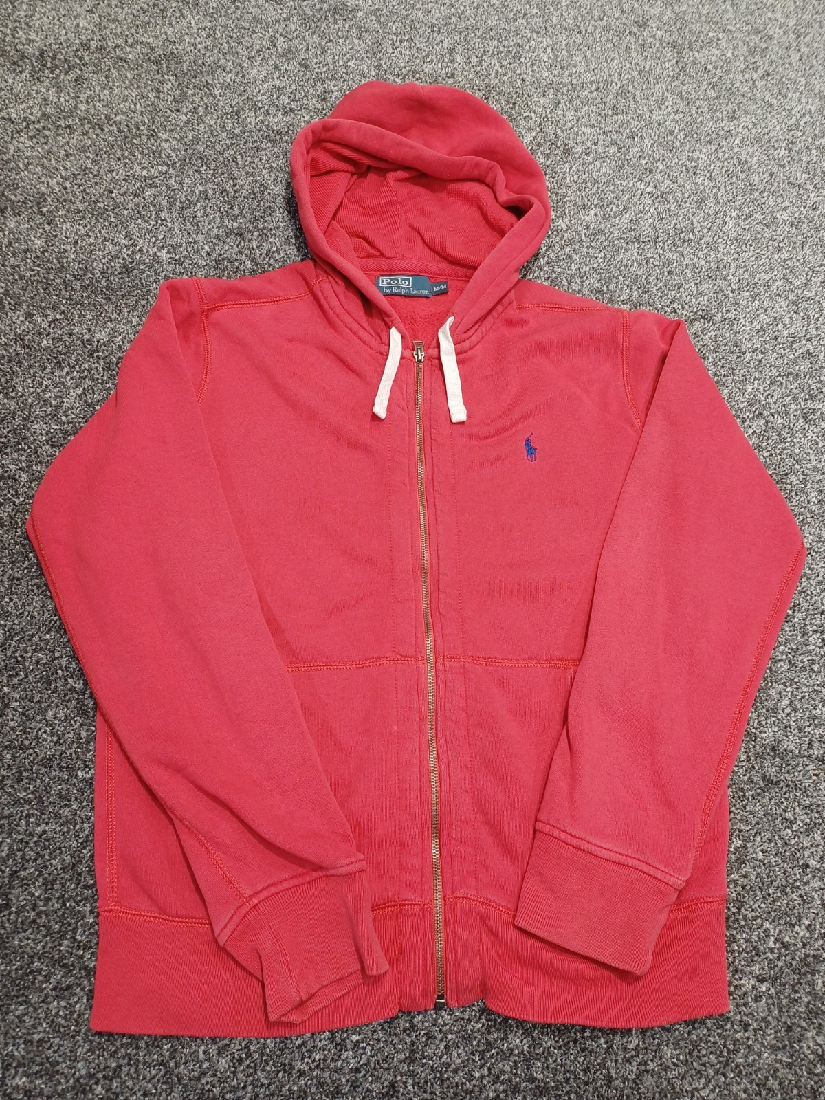 Polo Ralph Lauren felpa con cappuccio uomo media rossa misto cotone full zip pony