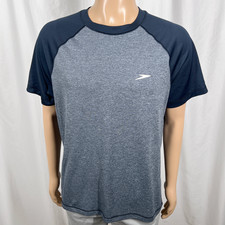 Speedo Men's Large Navy Blue UV Protection Short Sleeve Rash Guard Swim T-Shirt