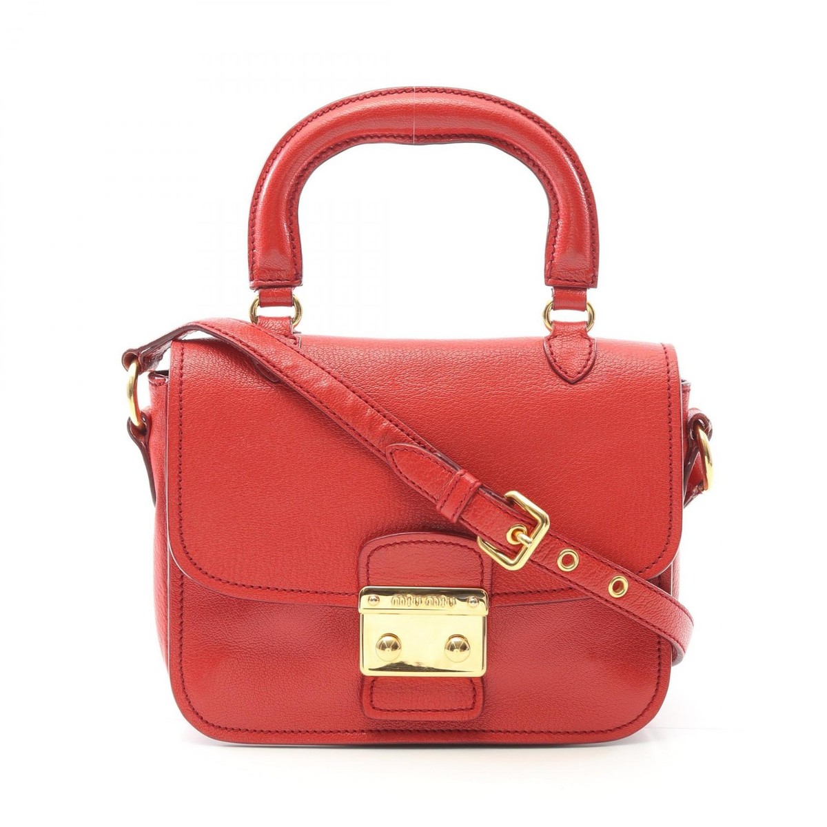 Miu Miu Madras Shoulder Bag crossbody RTC460 leather Red Used