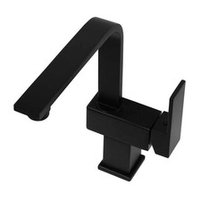 NEW Black Sink Mixer Square Gooseneck Laundry Kitchen Tap Faucet Elba ELGNSI-B