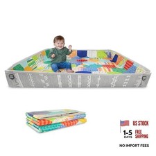 Foldable Foam Play Mat - Reversible 57x57 in - Multicolor - Multicolor Foam Mat