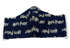 handmade facemask elastic straps for ears Harry Potter black blue 9" long new