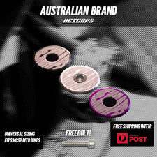 HEXCAPS Fisheye MTB Bike Headset Stem Top Cap M6 Bolt Black Silver Purple