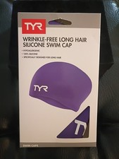 TYR Long Hair Wrinkle Free Silicone Adult Swim Cap Purple New