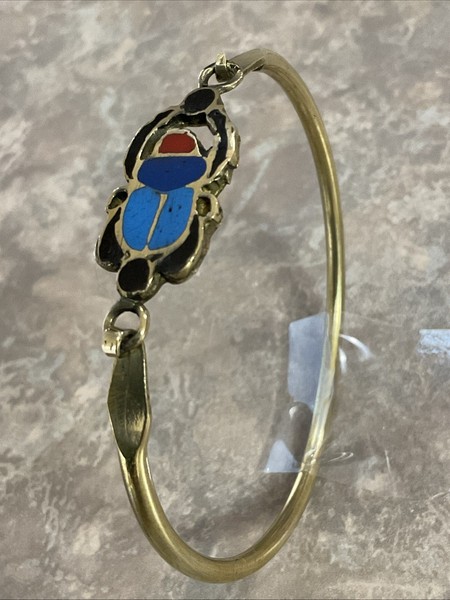 Alternate view of Egyptian Bracelet Handmade Gold Plated -scarab Beetle Diameter 2.5”