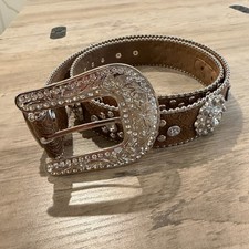 Blazin Roxx Leather Belt Brown Western Rodeo Cowgirl Bling Size M