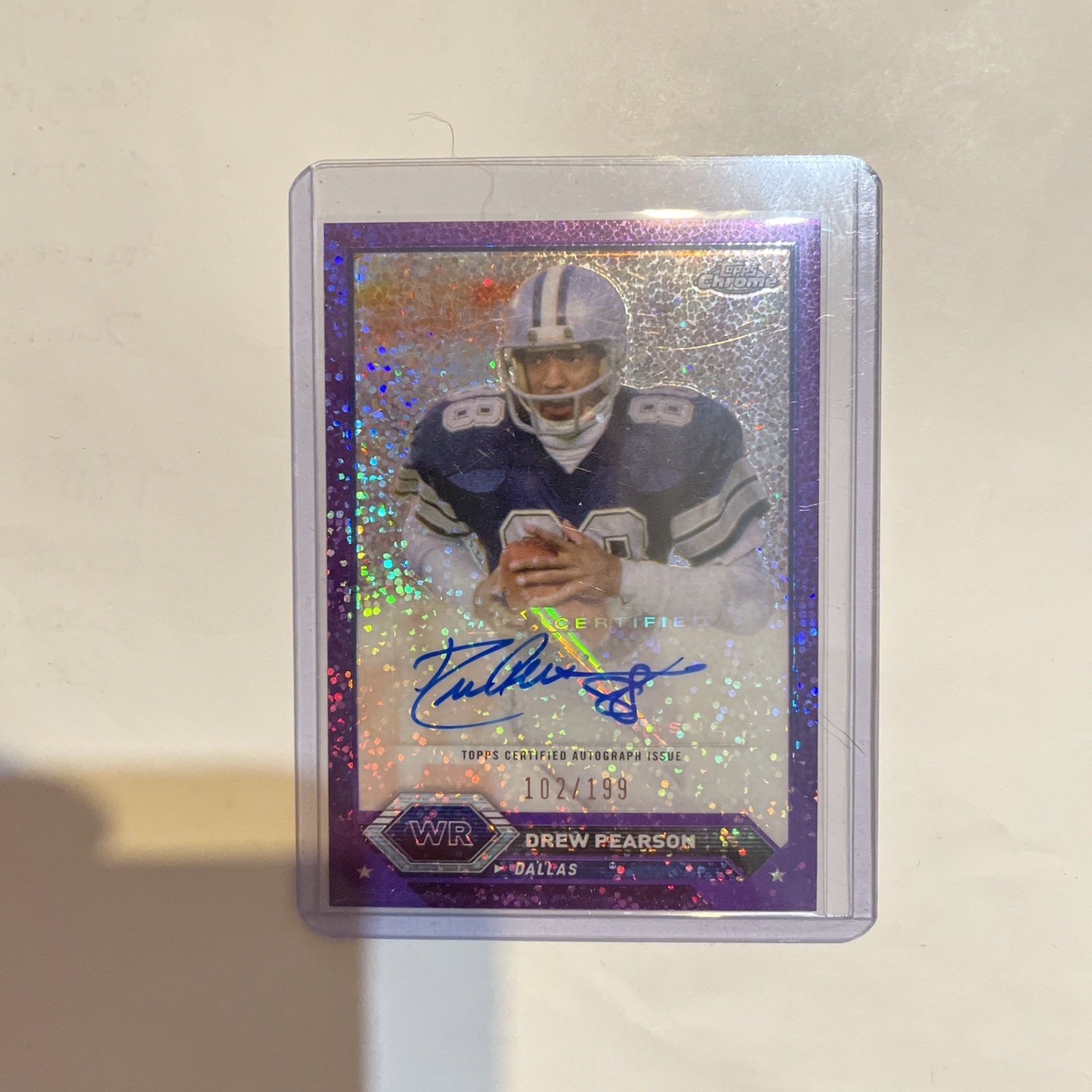 2023 Composite Topps Chrome Purple Speckle Refractor Drew Pearson Auto HOF /199