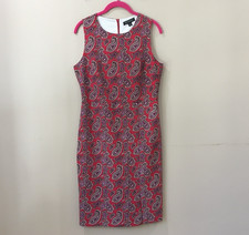 Banana Republic Sheath Dress Women 4 Red Paisley Retro Bohemian Career Workwear