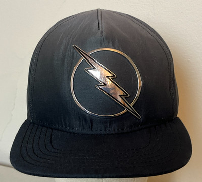 The Flash Hat Cap Snap Back Silver Black Lightning Logo Mens One Size