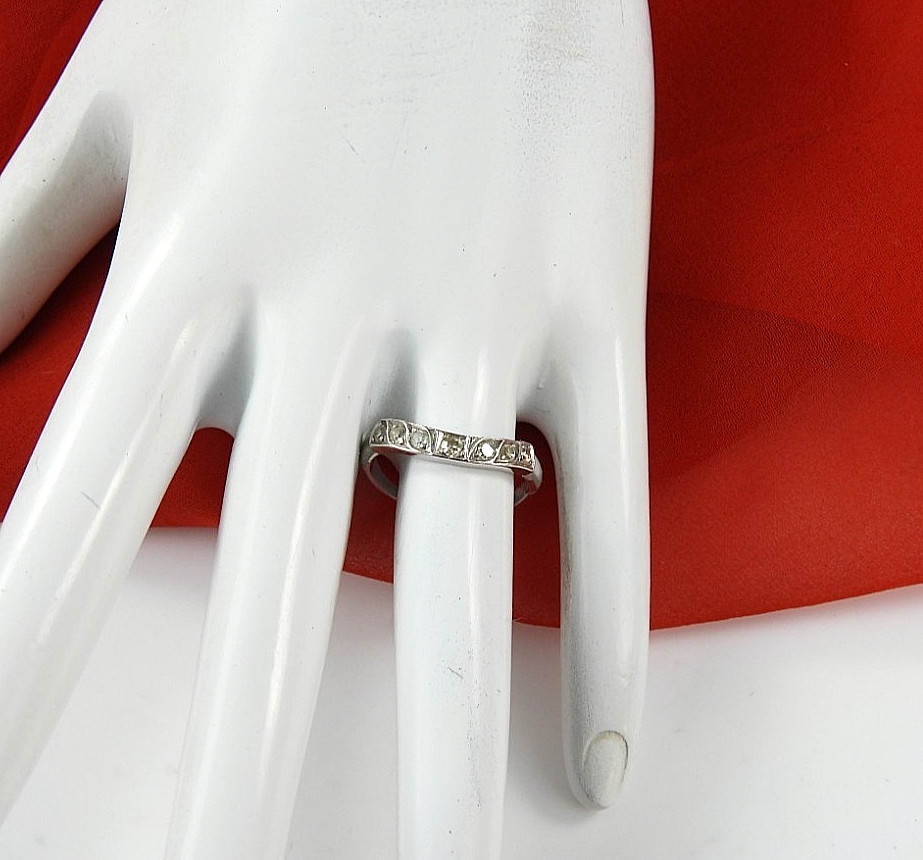 Vintage Solid Platinum Wedding Ring Cluster Diamo… - image 7