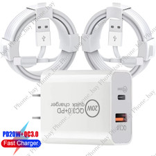 QC 3.0 Fast Wall Charger 20W PD Power Adapter USB Cable For iPhone 14 13 12 11 8