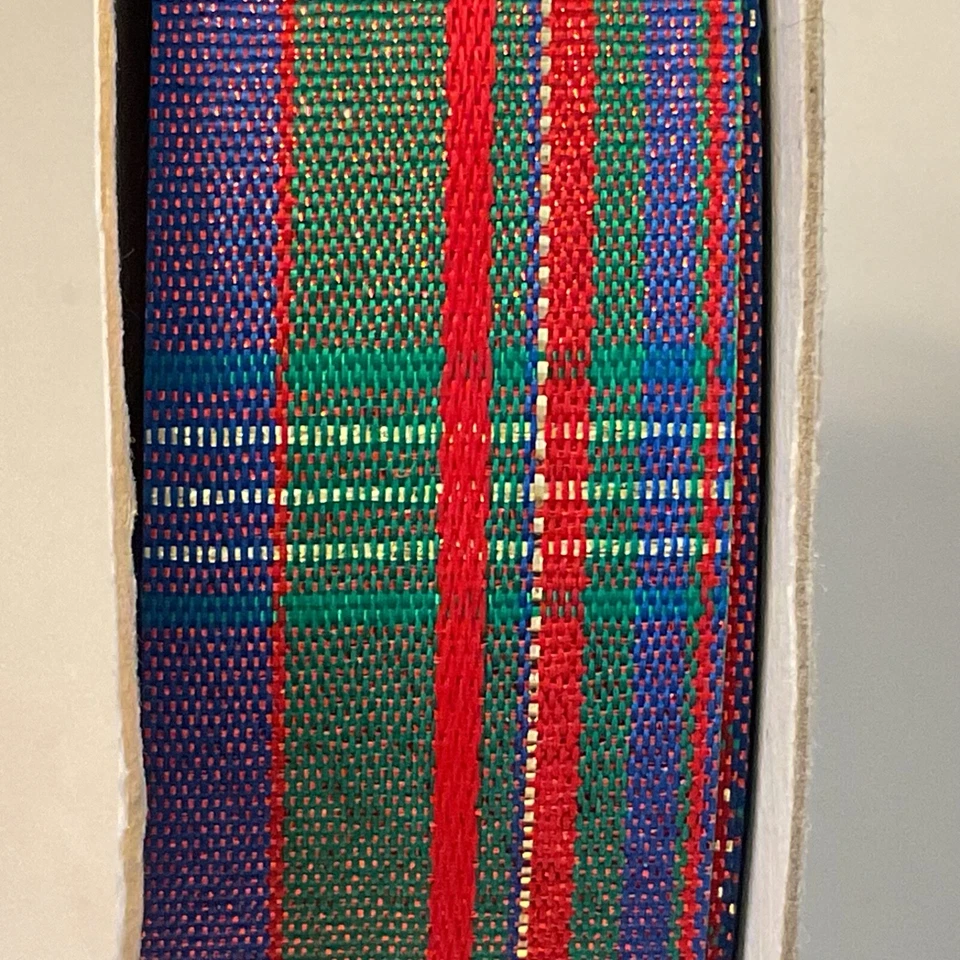 Vintage Ribbon Lion Ribbon Company Royalty Plaid 40 Yards Shimmer 1” Wide - Image 4 of 4